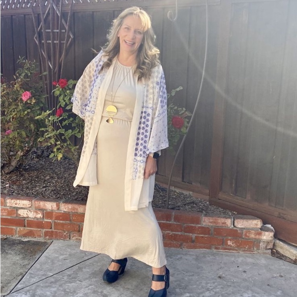 LuLaRoe Cream Floral Kimono Overlay